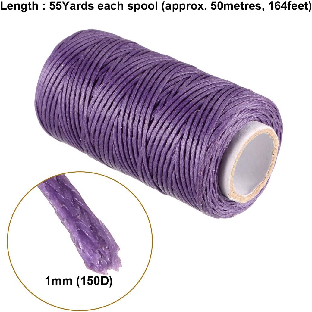 uxcell Crafts 150D 1mm Leather Sewing Stitching Flat Waxed Thread