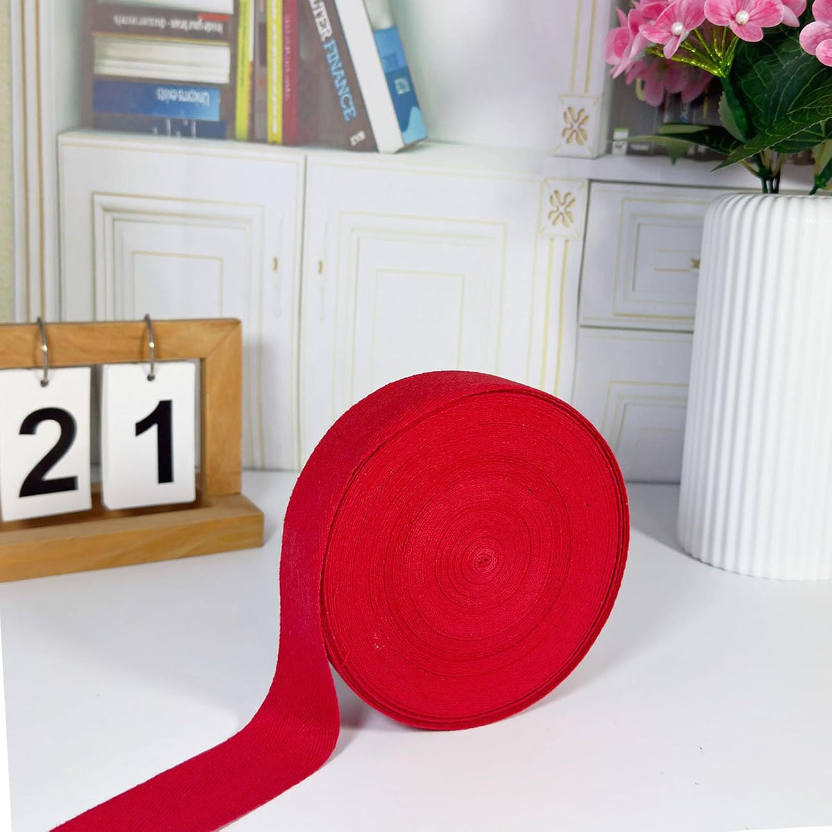 Red 1 1/2'' Cotton Herringbone Twill Tape 20yds for Sewing