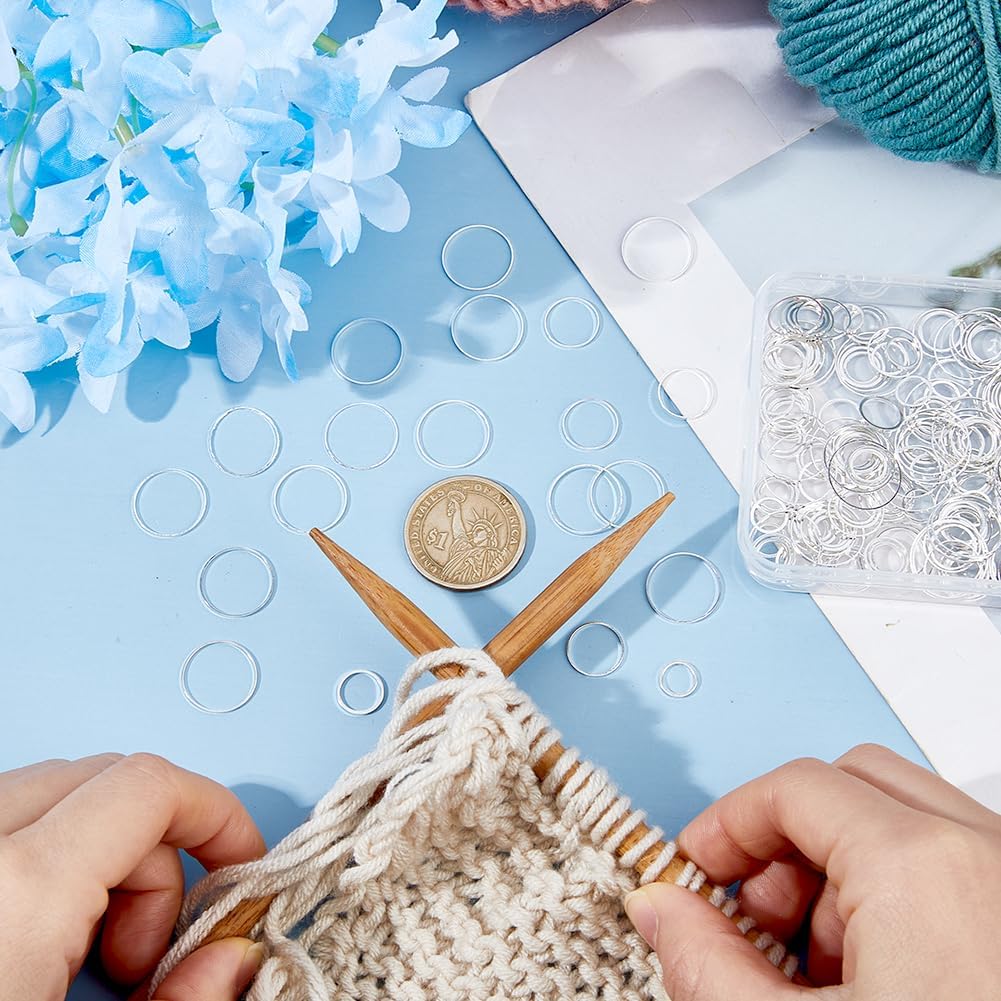 TNKBREEZE 200Pcs 4 Styles Metal Stitch Markers Brass Round Stitch