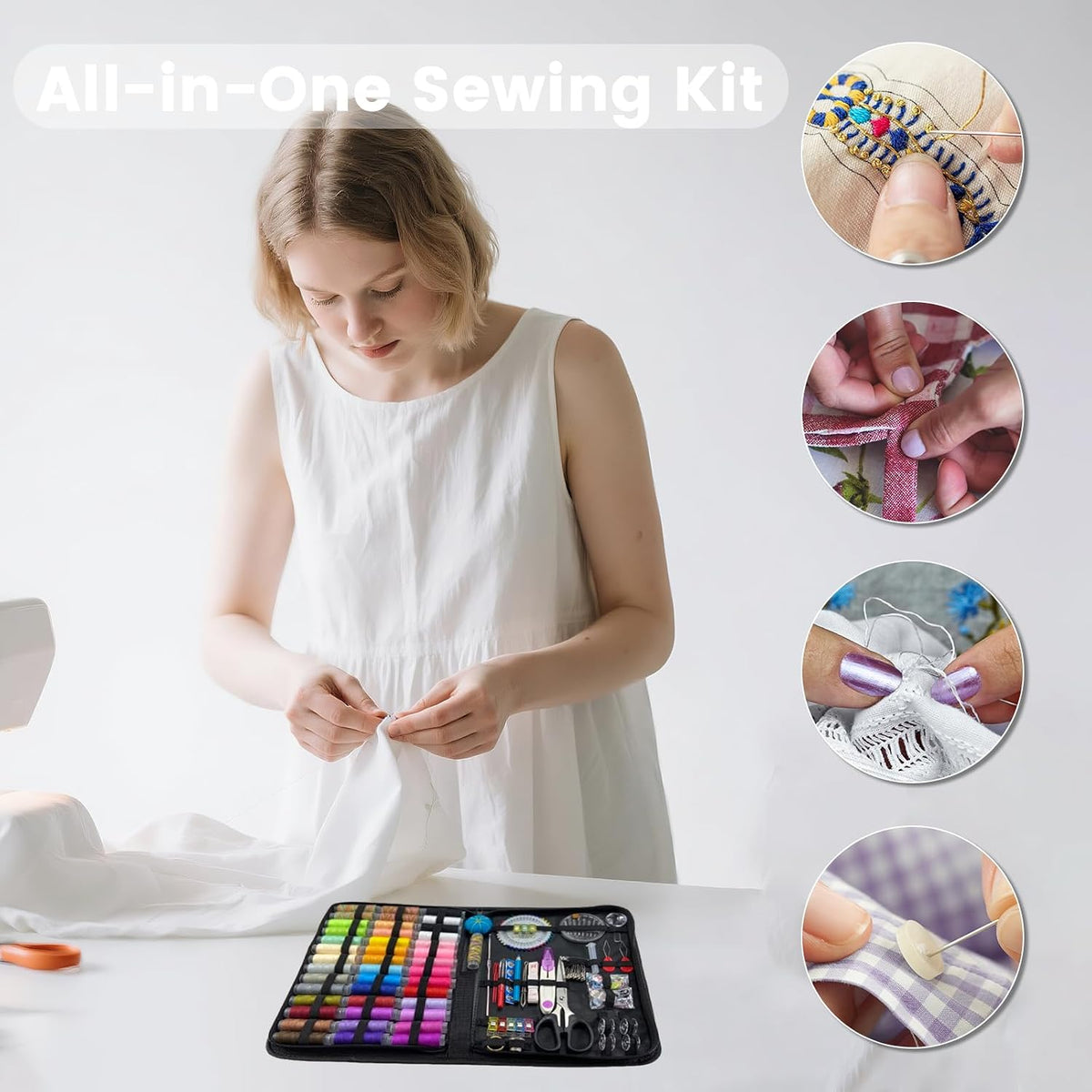 HYHJMISTY Sewing kit, Needle and Thread Kit for Sewing, 186 Pcs Sewing