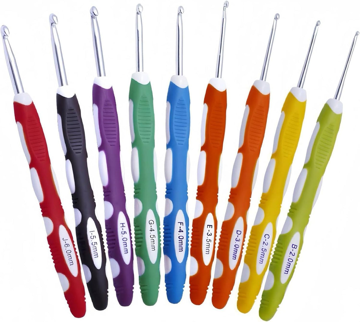 9 Pcs Multi Size Metal Crochet Hooks Crocheting Needles, Ergonomic