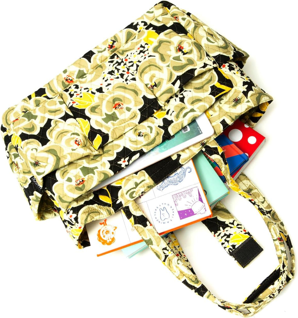 Knitting Quilted Tote Bag w/6 Pockets, Multifunctional Yarn Organizer