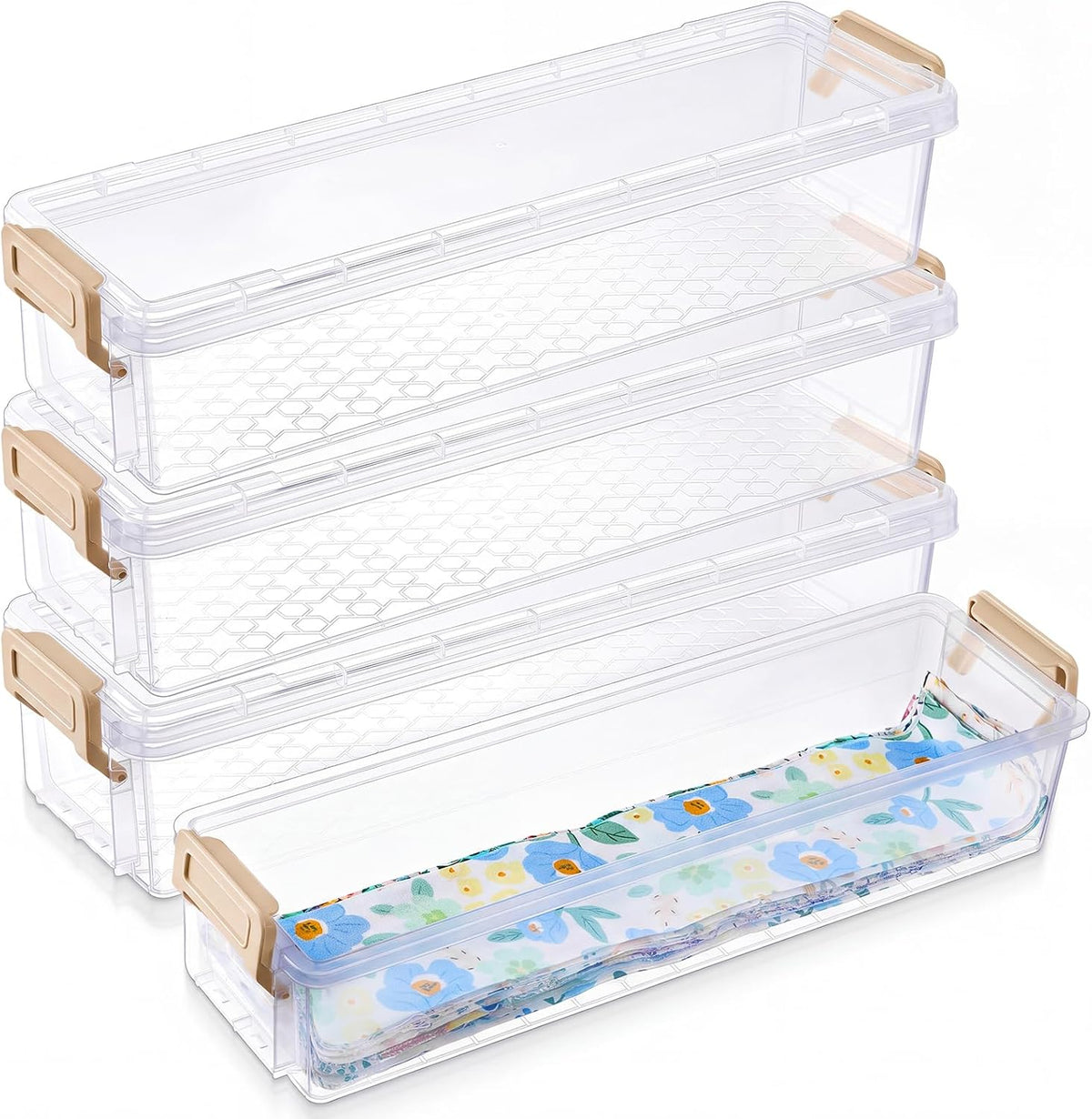 Tioncy 4 Pcs 13 x 4 x 3 in Fabric Strip Case, Gold