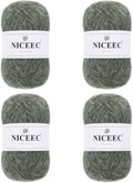 NICEEC 4 Skeins Colorful Pile Yarn- Olive