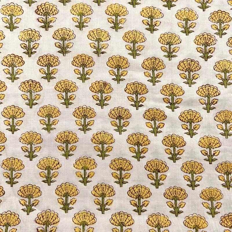 E-Tailor® Cotton Fabric India Hand Block Print Floral Fabric Ideal for
