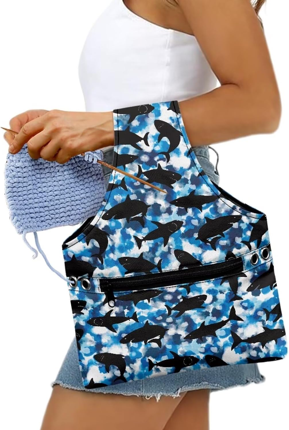 Qehuruxo Shark Crochet Bag Crochet Storage Convenient Waterproof