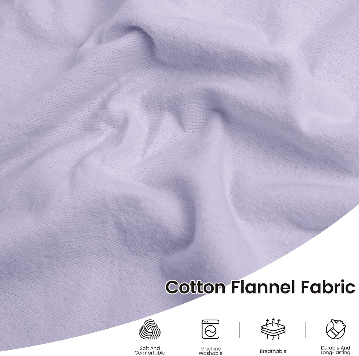 43.3" Wide Soft Cotton Flannel Fabric by the Yard, 190GSM Lightweight