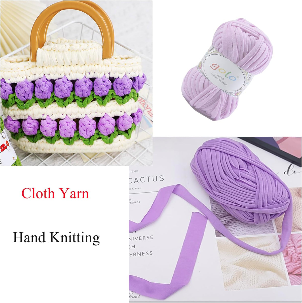 golo 3 Pack T-Shirt Crochet Yarn for DIY Knitting Bulky Yarn for Hand