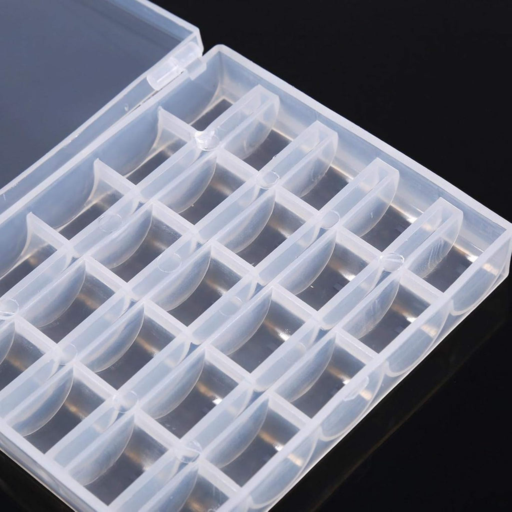 Bobbin Organizer Box, Clear 25 Slot Storage Case Holds Small Sewing