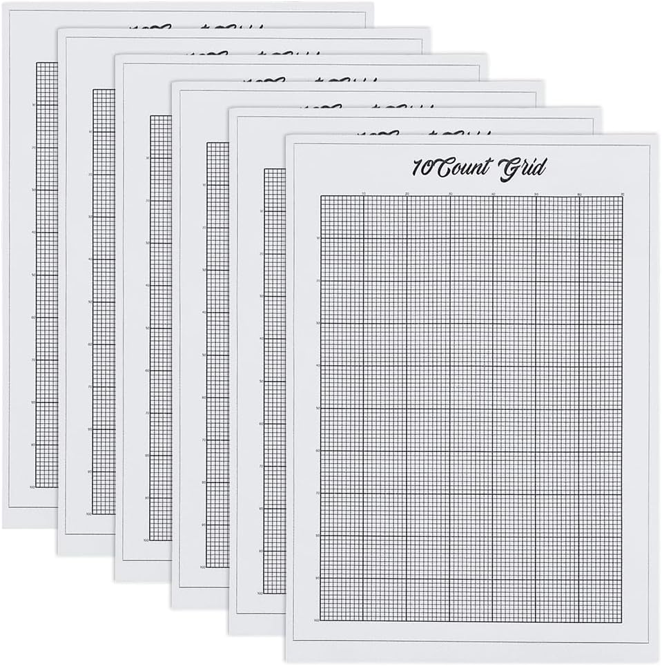 FREEBLOSS 6 Sheets 10CT Water Soluble Cross Stitch Graph Paper