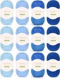 Coopay Skinny Chenille Yarn for Crocheting, Soft Crochet Yarn, Blue