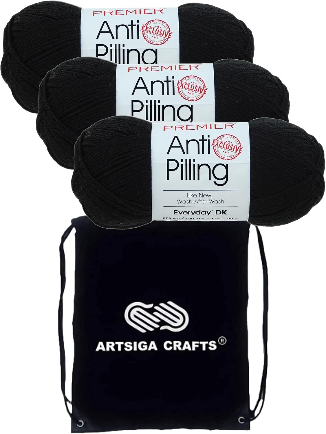 Premier Yarns Anti-Pilling Everyday DK Black 1107-26