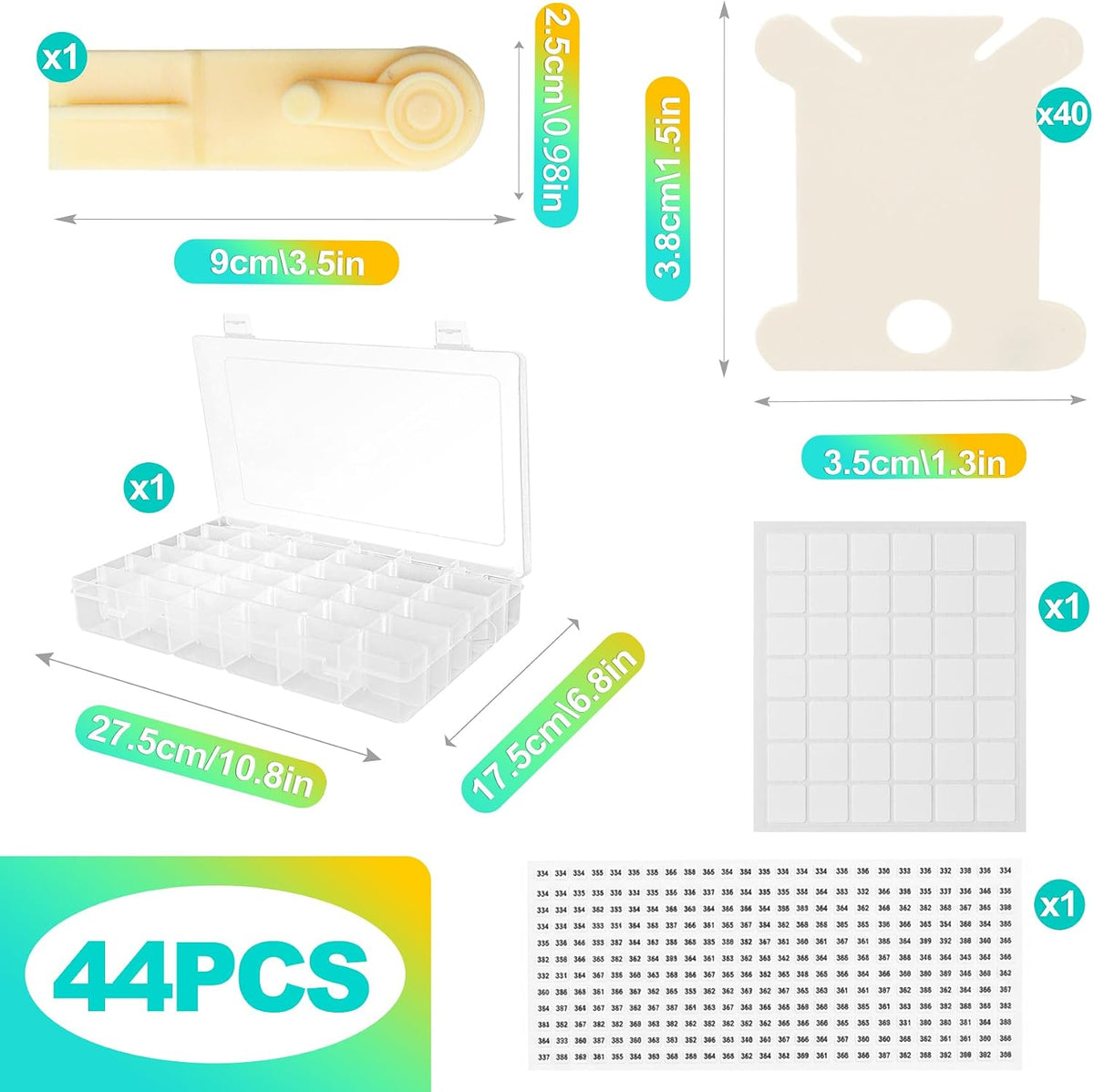 KornaDoz 1 Pieces 24 Adjustable Compartments Embroidery Floss