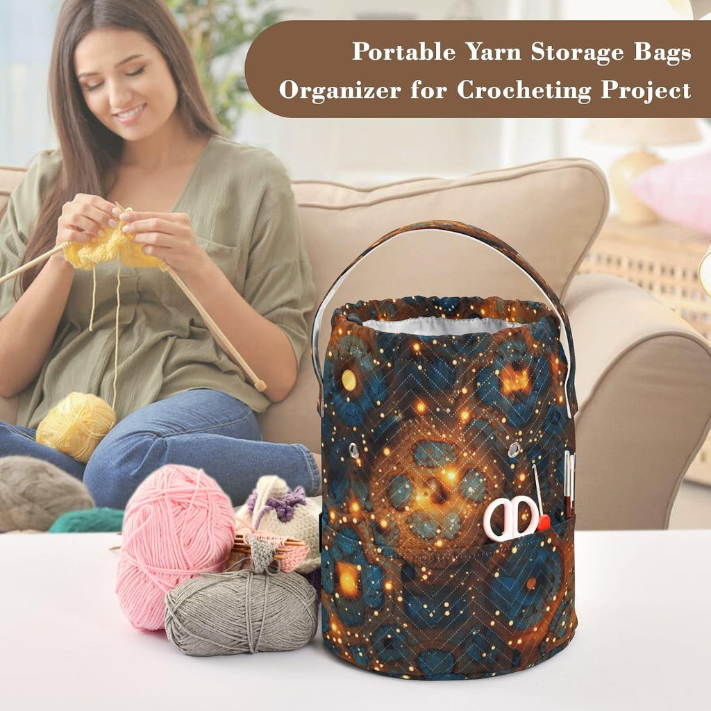 YETTASBIN Texture Yarn Storage Bag, Large Crochet Knitting Bag