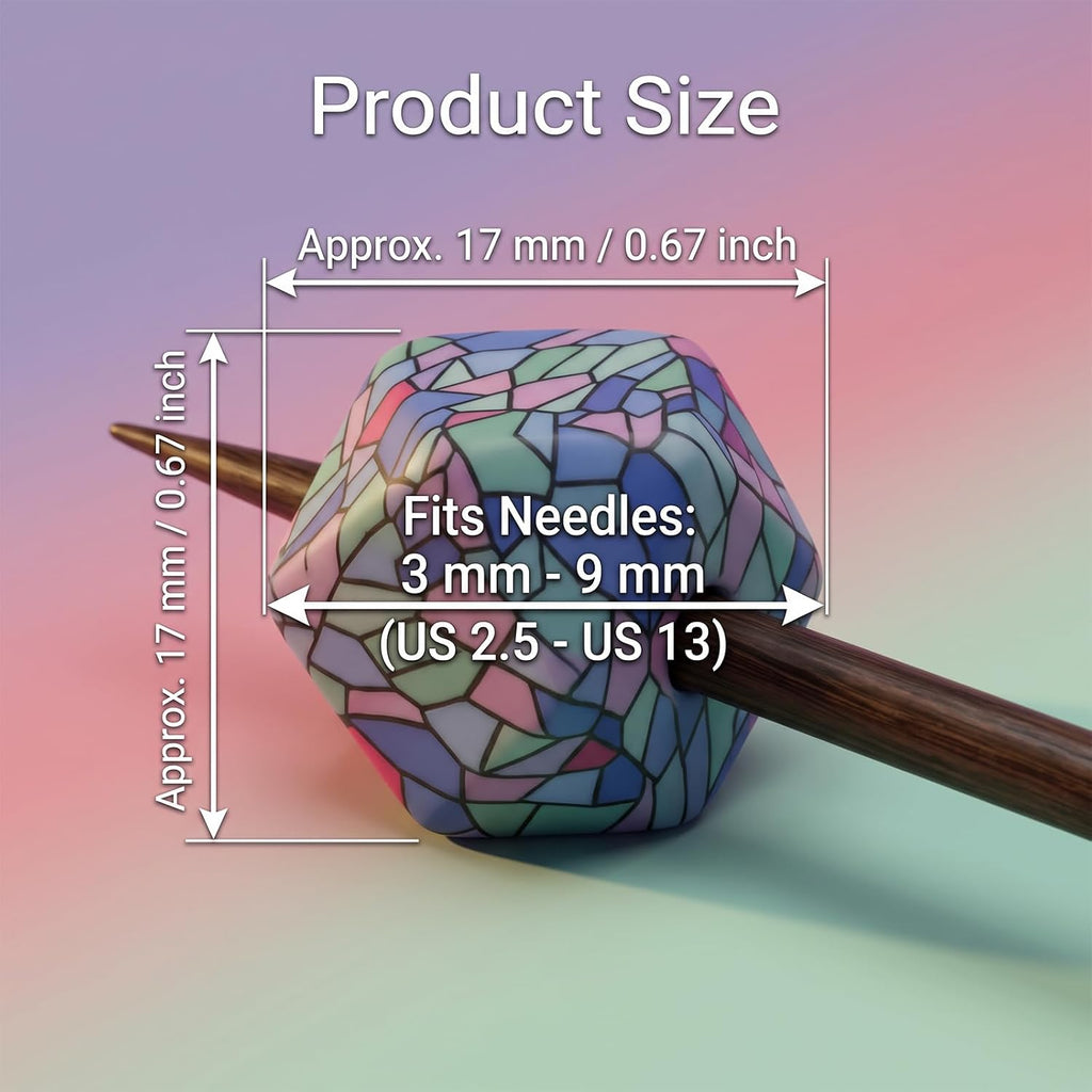 Shuielai 8 Pcs Hexagon Print Silicone Knitting Needle Stoppers