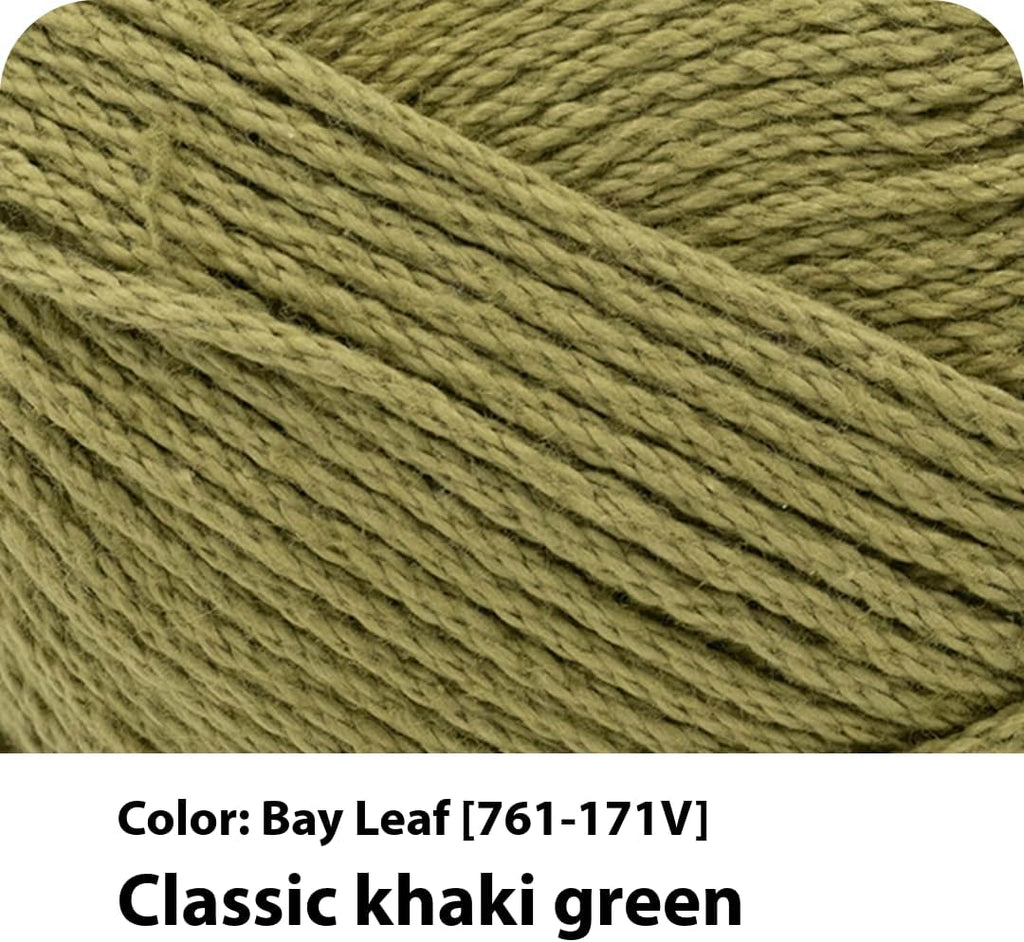 Lion Brand Yarn, 24/7 Cotton Yarn, Bay Leaf, Green, 1 Pack