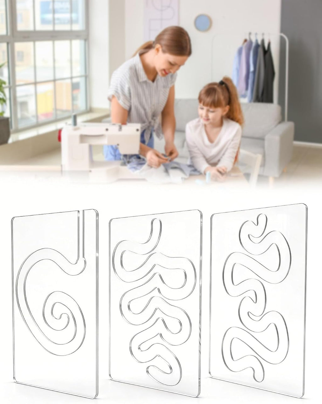 Henmany Transparent Acrylic Quilting Templates: Free Motion Stencils &