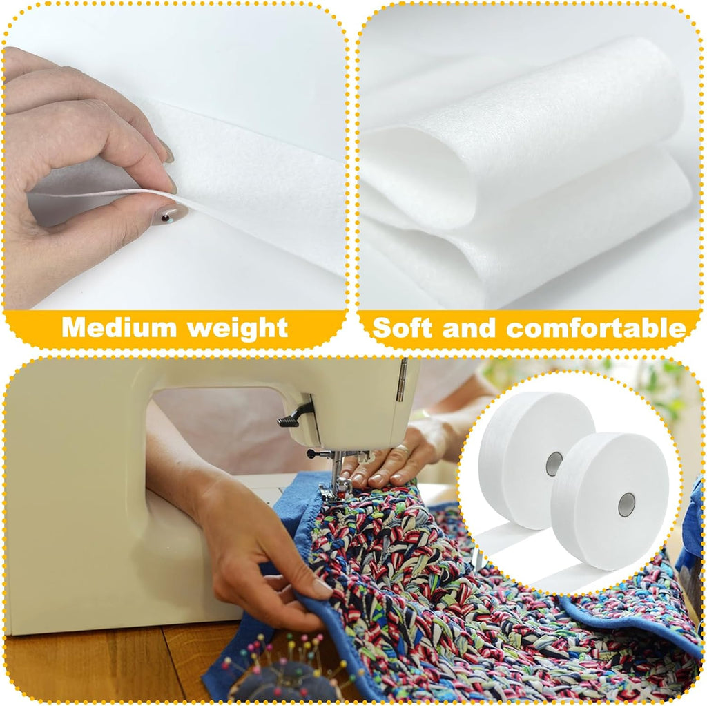 CODOHI 3 Rolls Jelly Roll Batting Strips for Rugs 2 1/2 in Cotton