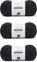Bernat Softee Cotton Yarn for Crocheting Soft, Black, 3-Pack