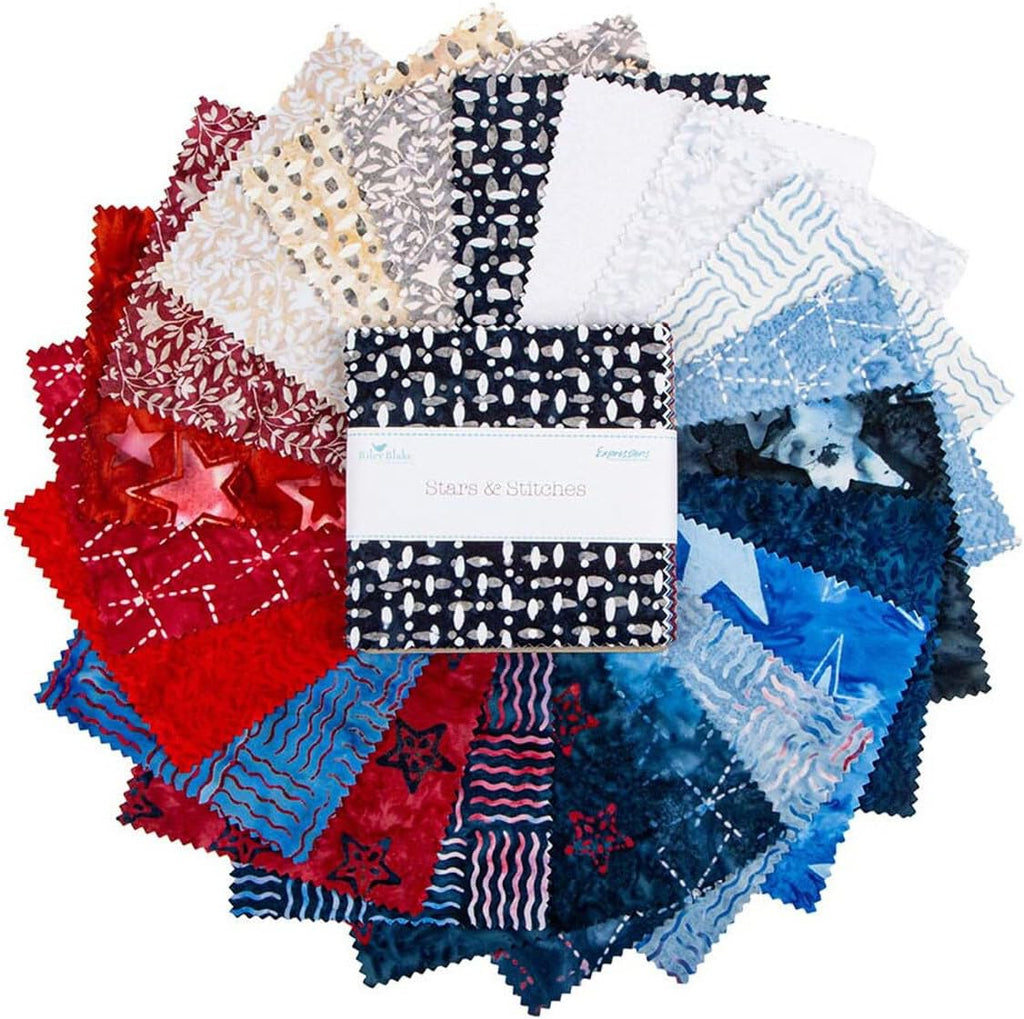Expressions Batiks Stars & Stitches 5" Stacker 42 5-inch Squares Charm