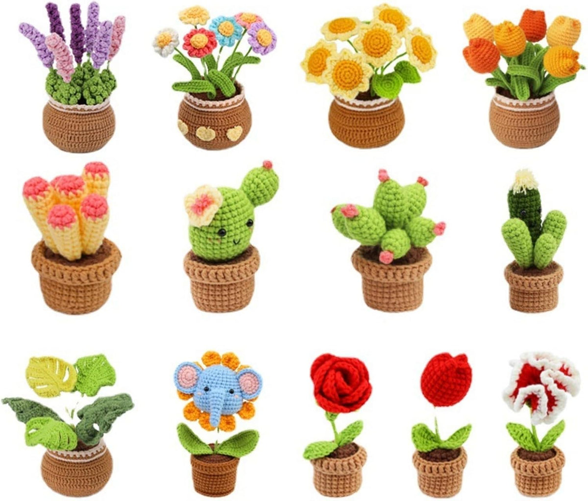 Youhitec Cactus Crochet Kit for Beginners DIY Craft Decorate Crochet