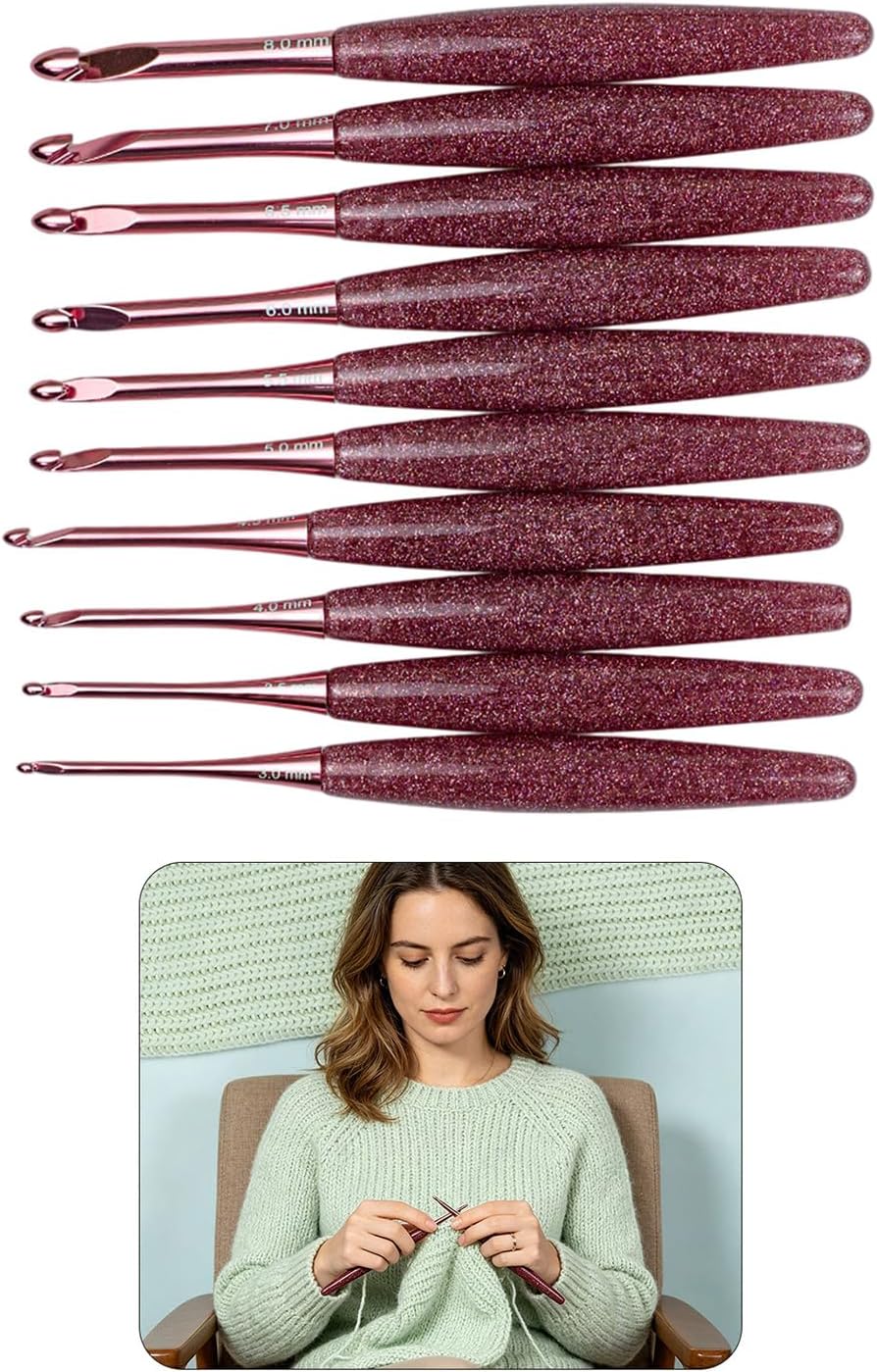 Aluminum Crochet Hook with Comfortable Resin Handle Ergonomic Grip