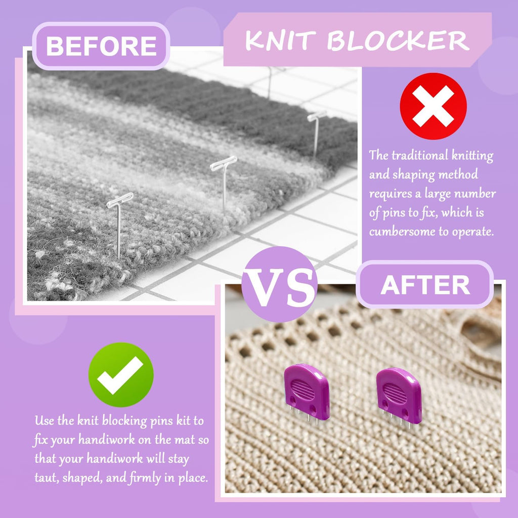 20Pcs Knit Blockers Pins Kit, Knit Blocking Combs for Crochet Knitting
