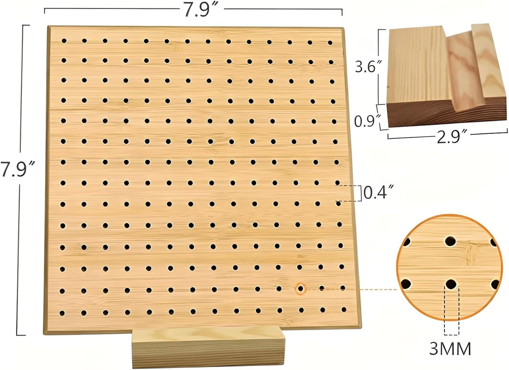 ACNTENY 7.9 Inch Square Wooden Knitting Crochet Blocking Board with 20