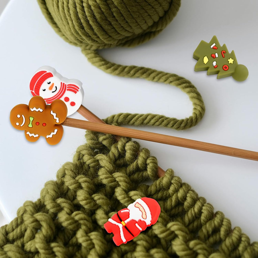 16 Pcs Christmas Knitting Needle Stoppers Point Protectors, Silicone