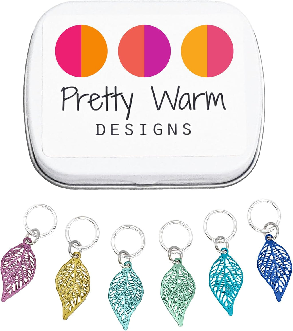Fallen Leaves Knitting Stitch Markers with Storage Tin Lightweight