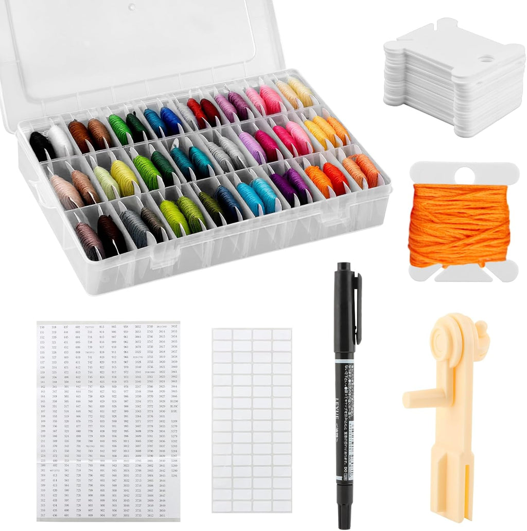 Embroidery Floss Organizer Box, Cross Stitch Thread Storage Case