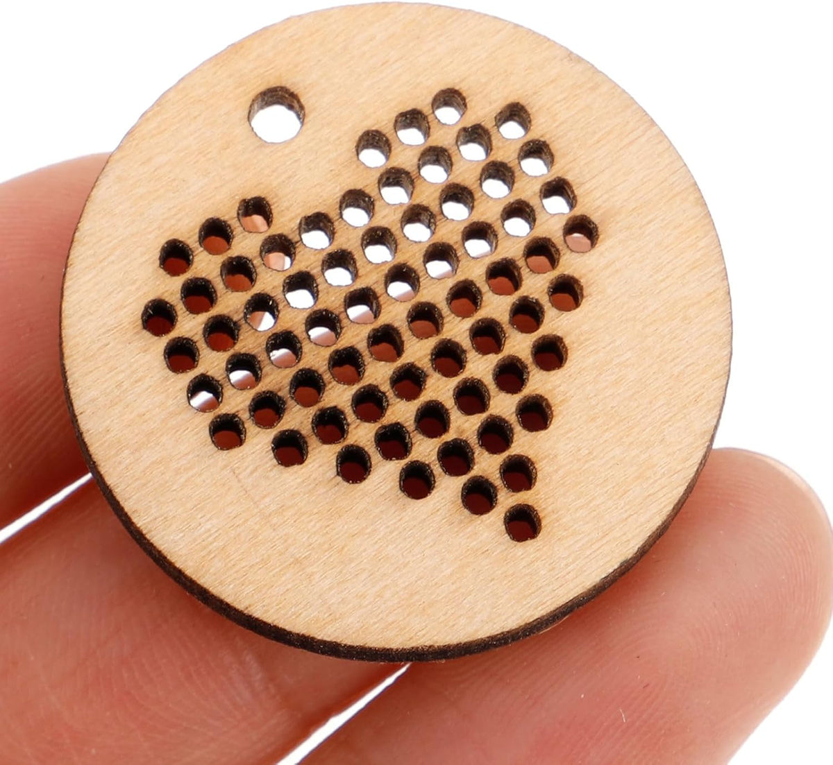 5pcs Round Wood Cross Stitch Chips Handmade DIY Pendants