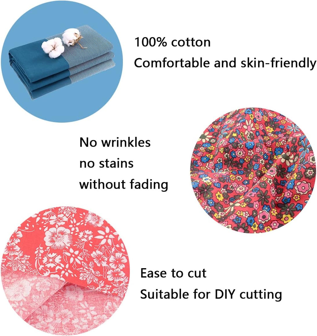 100% Cotton Fabric Squares for Sewing & Quilting - Floral DIY