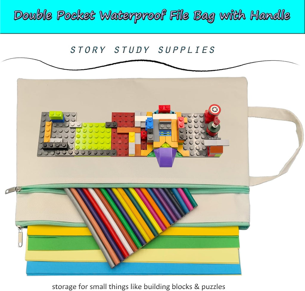 A4 Mesh Zipper Pouch, Waterproof File Bag with Handle,Foldable