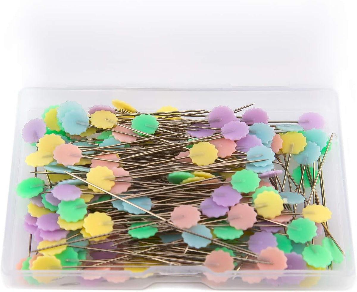 Luter 200pcs Flat Flower Head Pins with a Storage Box Quilting Pins