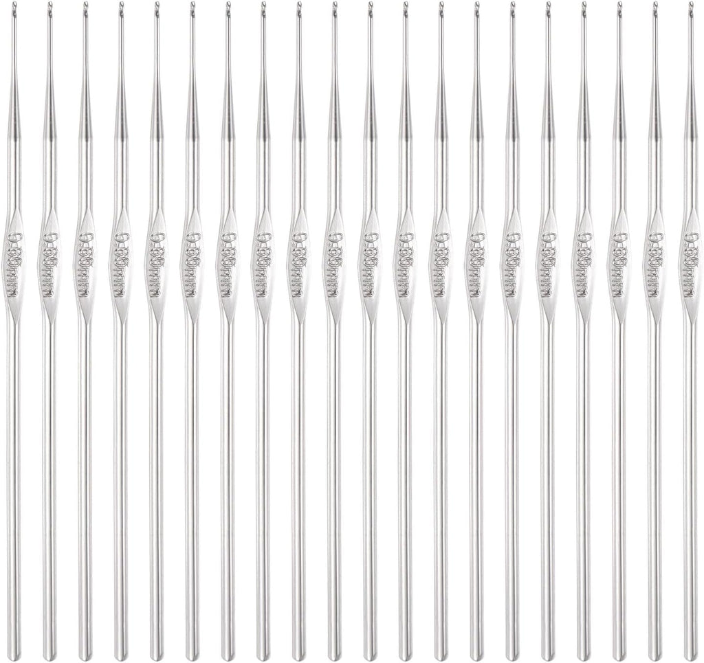 uxcell 20Pcs Crochet Hook Stainless Steel 0.6mm Metal Knitting Needles