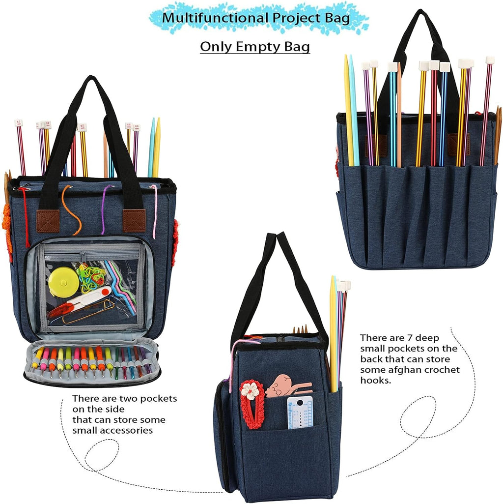 Yarn Knitting Storage Tote-Large Capacity Crochet Organizer Portable