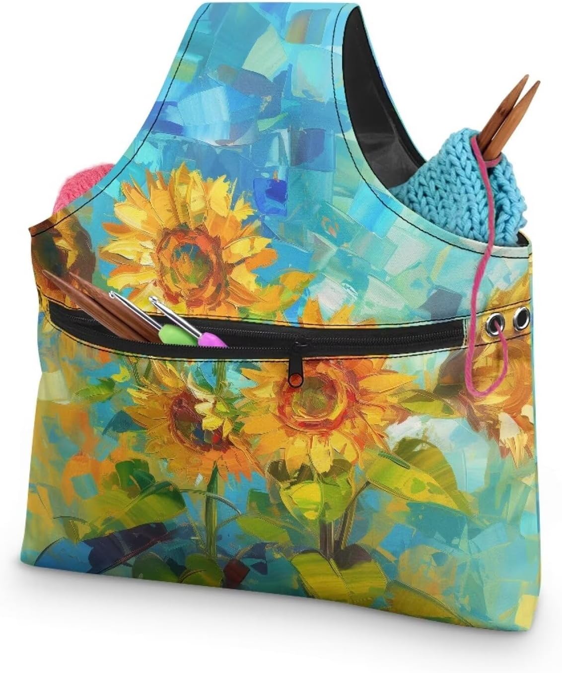 Viewamoon Sunflower Sewing Storage Case, Art Print Sewing Kit For
