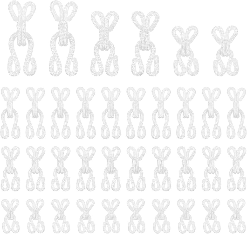 36 Pairs Sewing Hooks and Eyes Closure, 2.2/2.8/3.5cm White Metal Bra