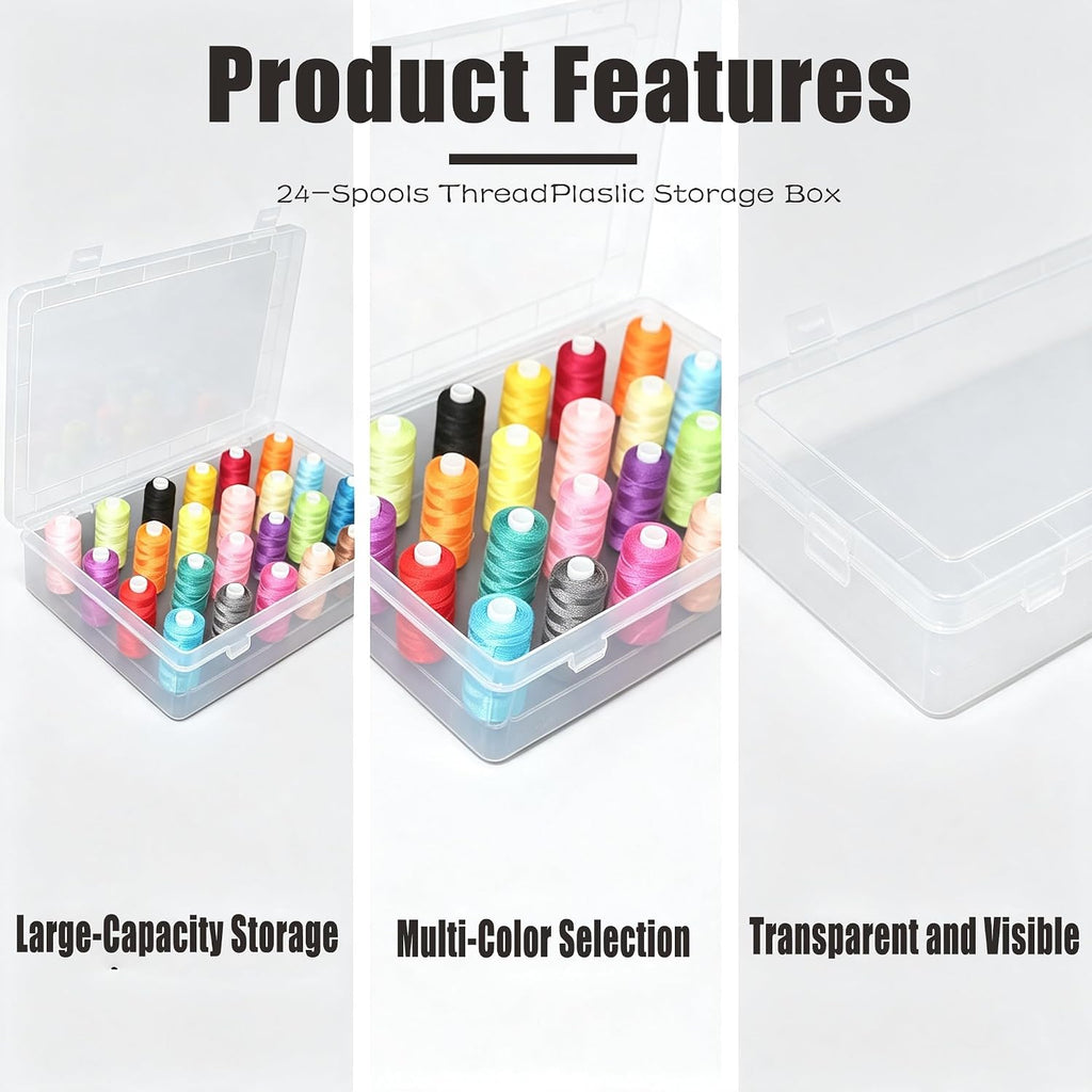 2 Pack Clear 24 Spools Thread Organizer Box, Transparent Sewing