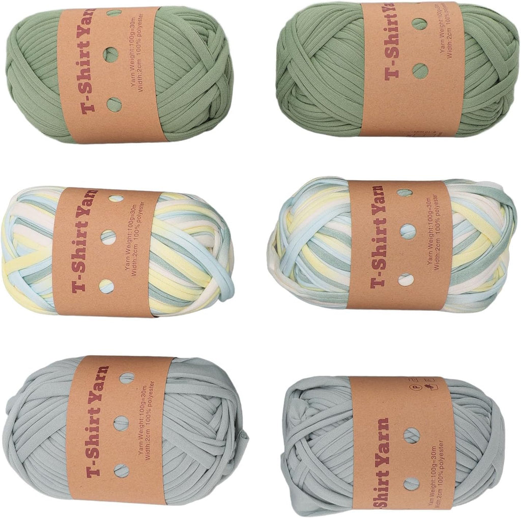 T Shirt Yarn Yarn DIY Crafts,6 Pack Super Soft Polyester Yarn for