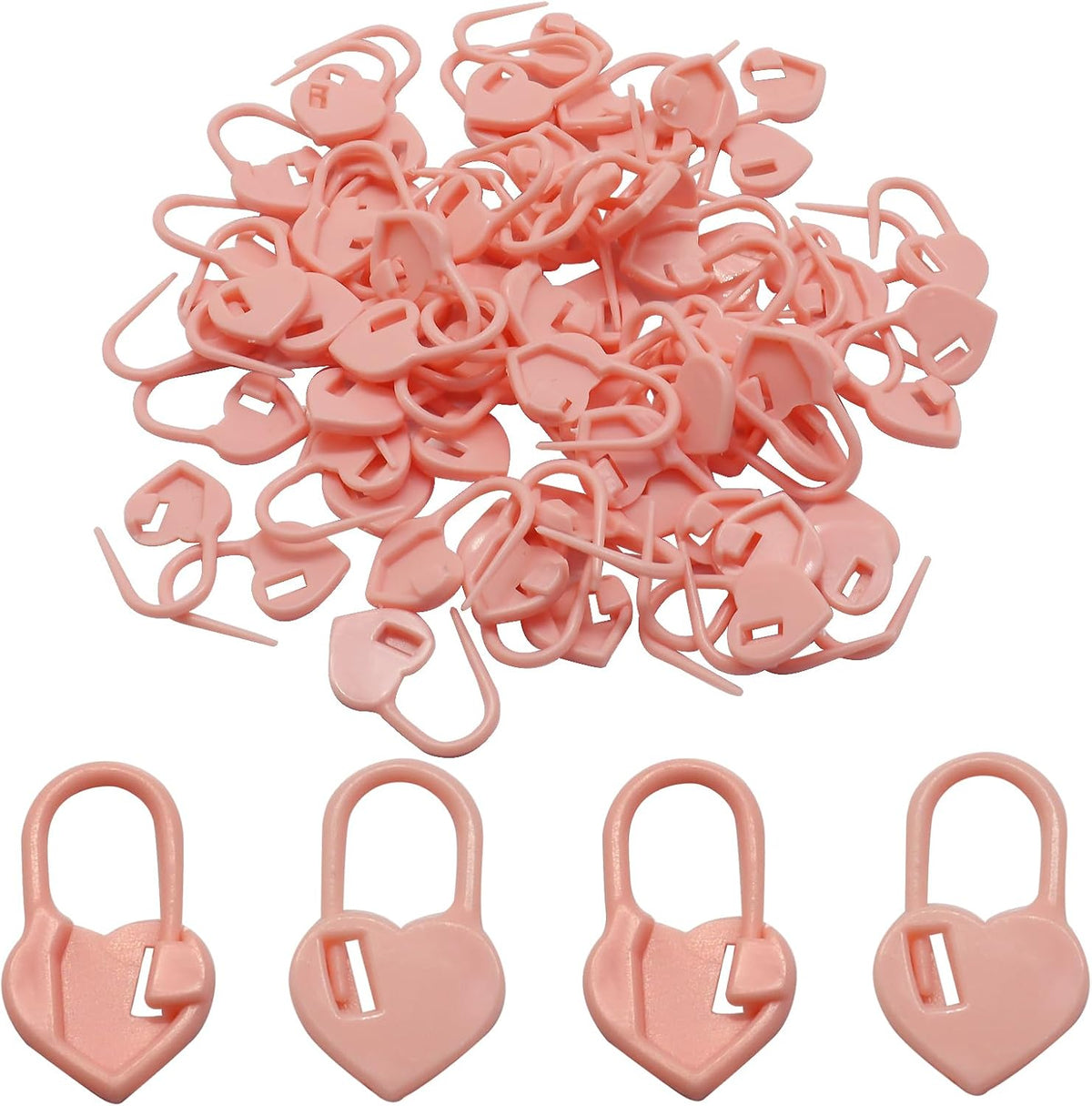 Coufce 200 Pcs Pink Heart Stitch Markers for Crocheting