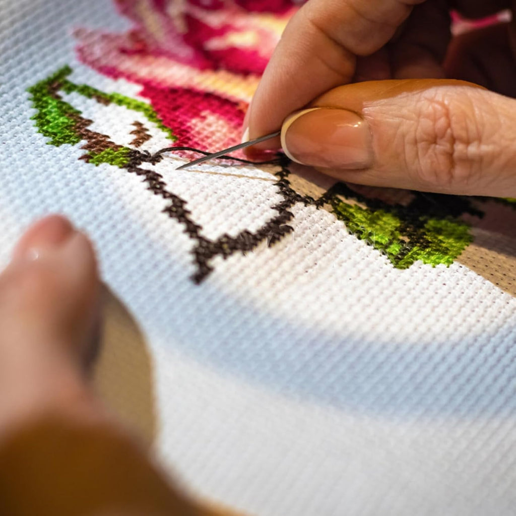 White Cross Stitch Fabric, Polyester Cotton, 2 Sheets for Crafting