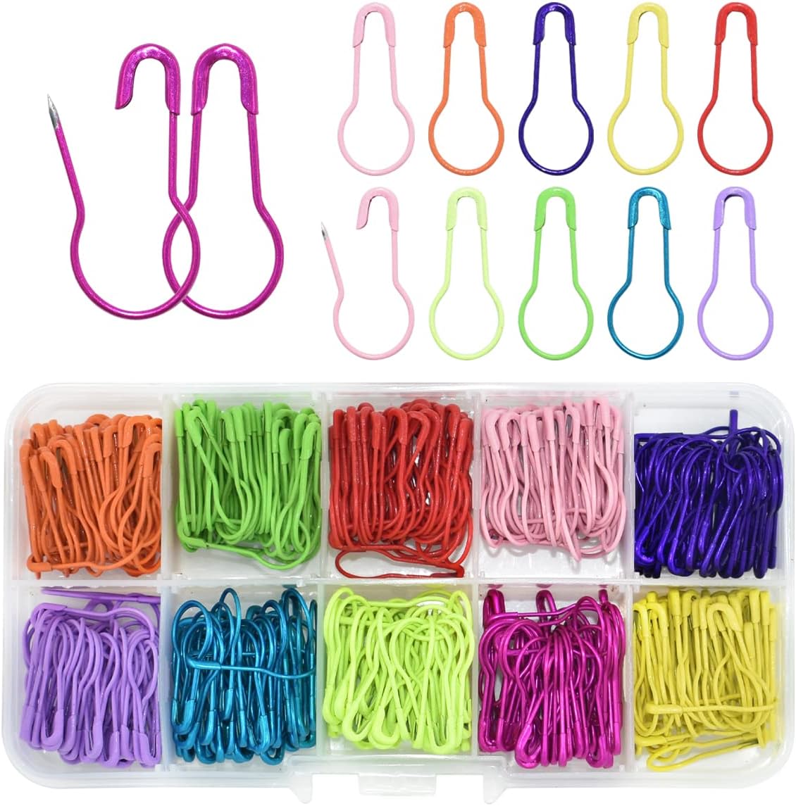 500 Pieces Safety Gourd Bulb Metal Pins 0.85"/ 22mm 10 Colors for