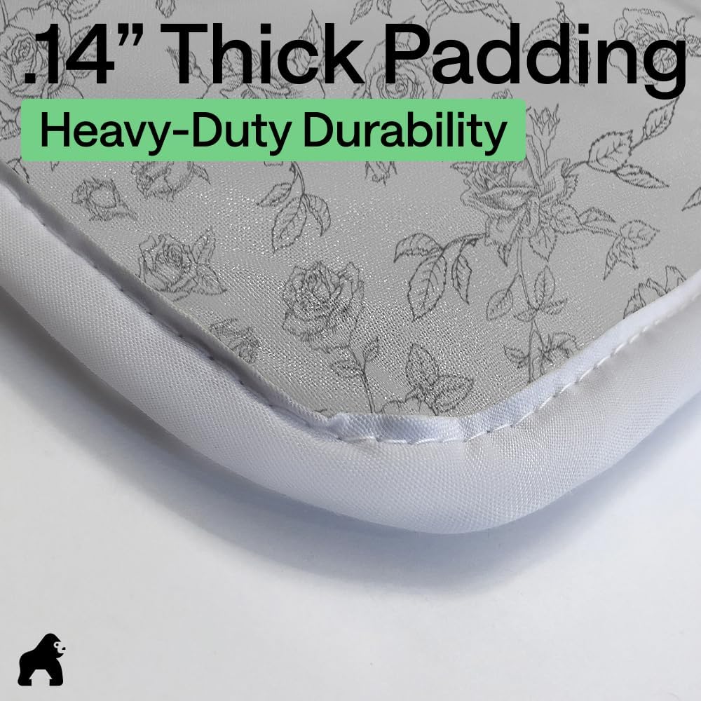 GORILLA GRIP Portable Cushioned Ironing Mat, 28x24, Gray Floral