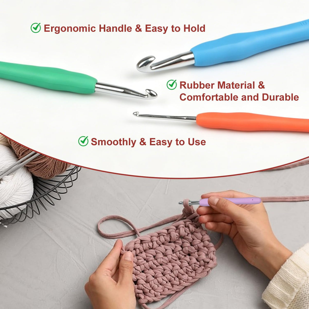 KyltoSynth 9 mm Crochet Hook, Soft Grip Handle for Arthritis