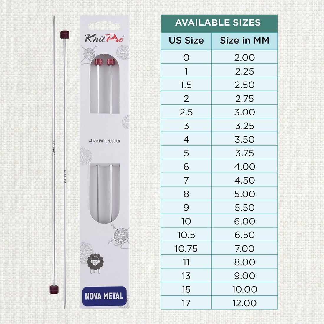 KnitPro Nova Single Pointed Needles 14" (35cm) | US Size 1 (2.25mm)