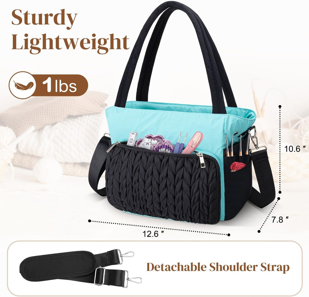 DALINDA Yarn Storage Bag Organizer,Crochet Bag - Portable Yarn Bag &