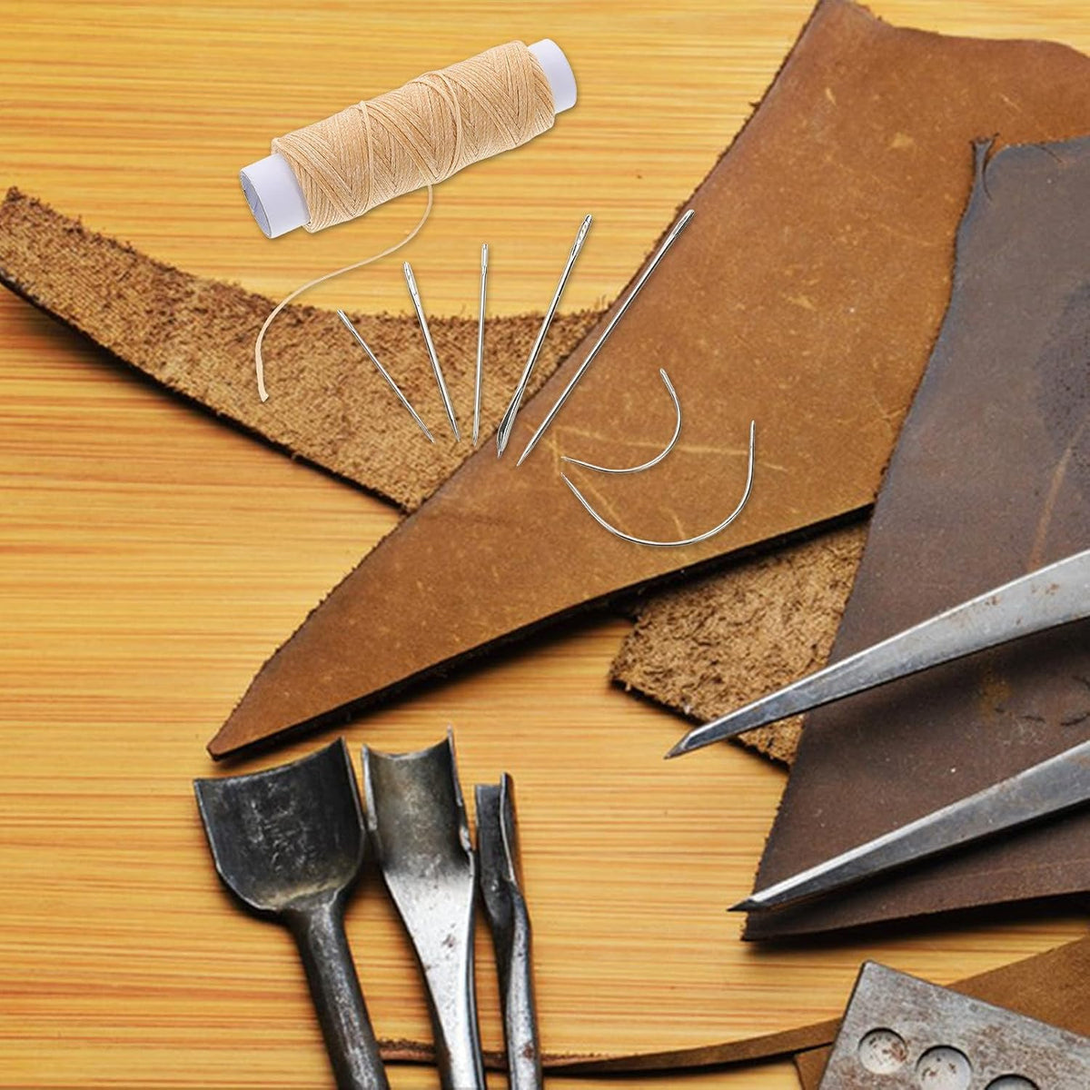 Waxed Thread Leather Sewing Kit for DIY Crafters with Needles