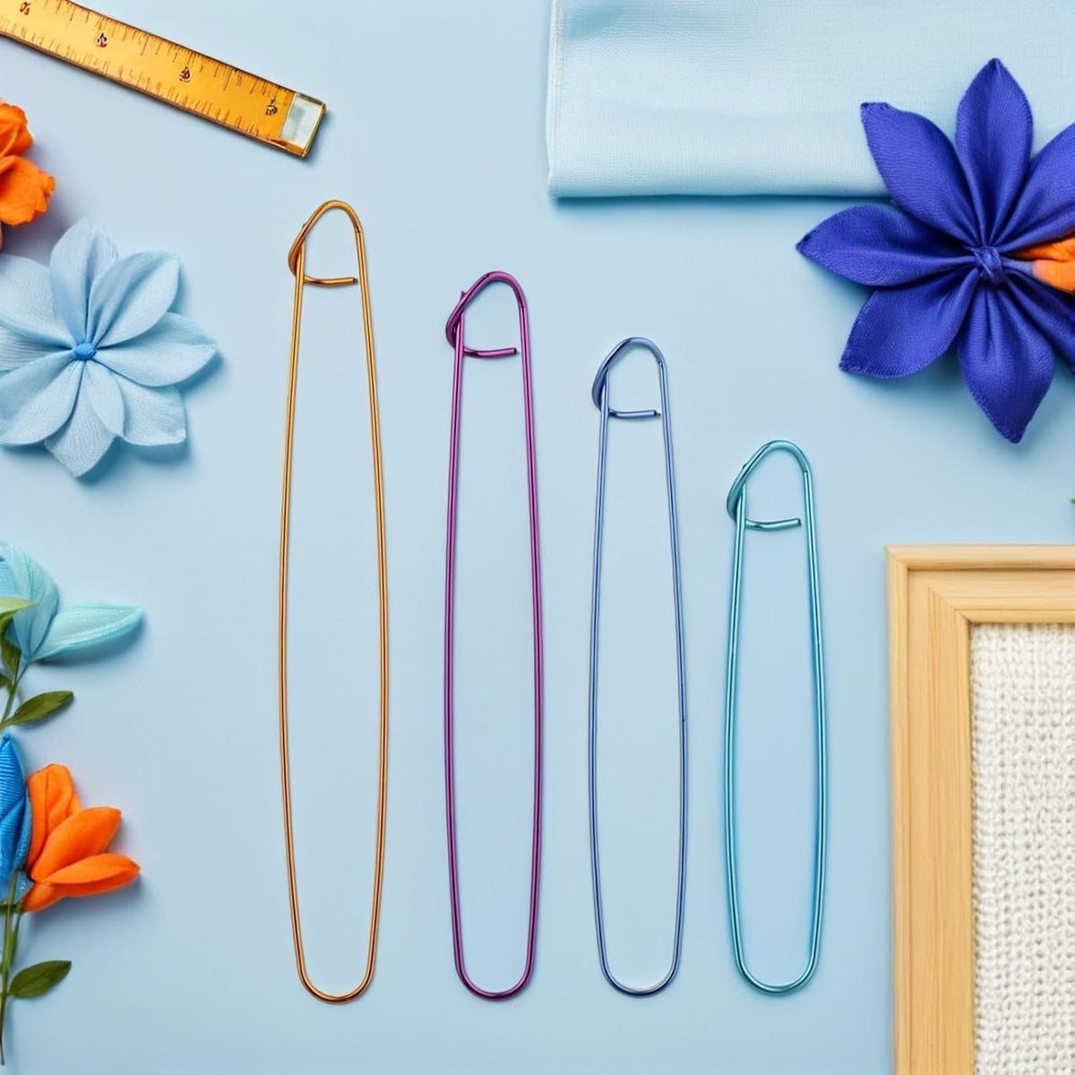 VICASKY 24pcs Knitting Stitch Holders, Colorful Aluminium Yarn Fixing